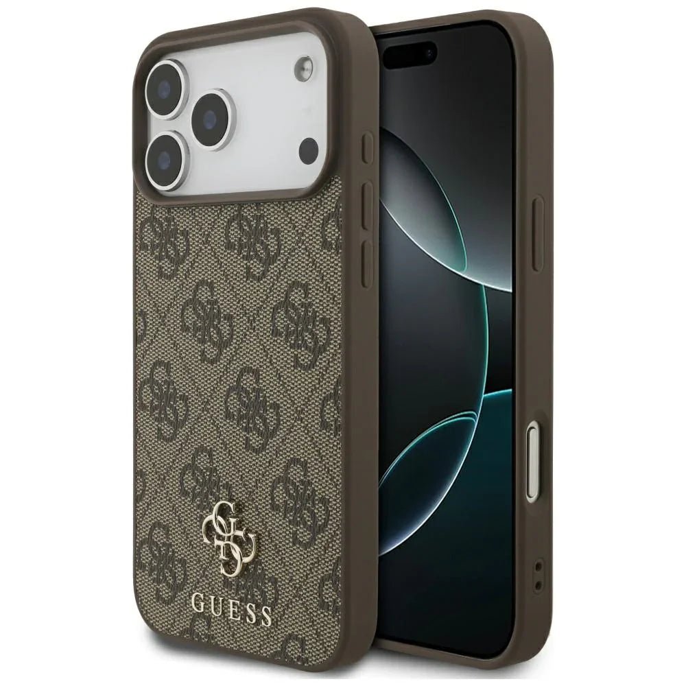 Guess iPhone 17 Pro Max - 4G Small Classic Logo MagSafe - Σκληρή Θήκη με Πλαίσιο Σιλικόνης και Επένδυση Συνθετικού Δέρματος - Brown
