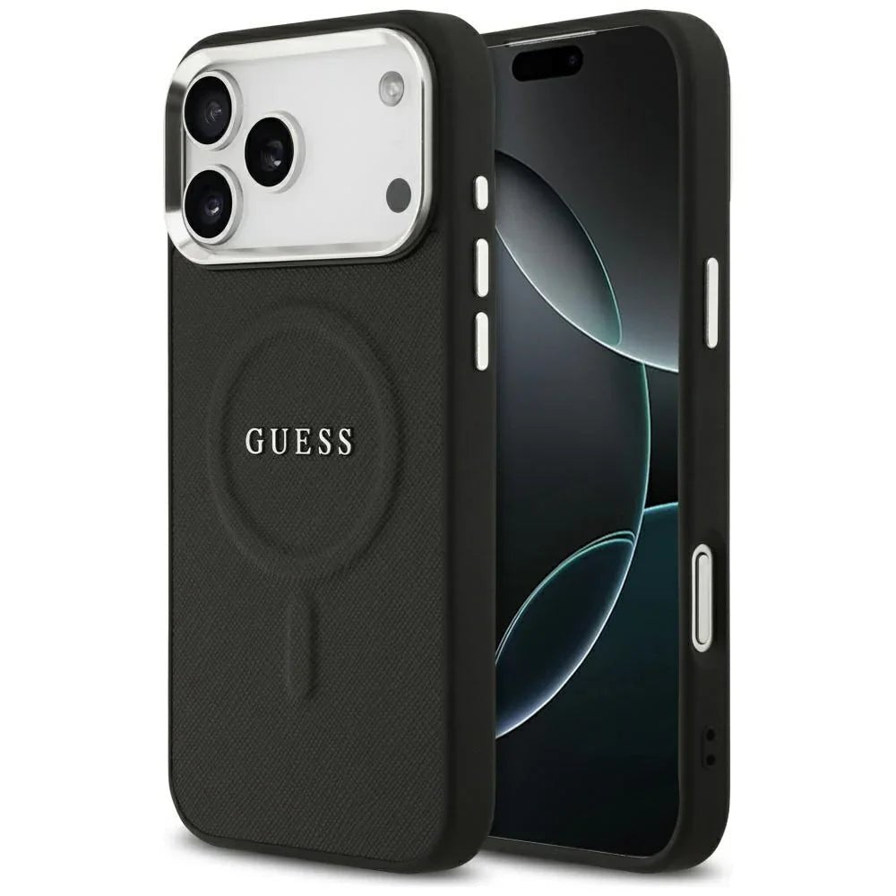 Guess iPhone 17 Pro Max - Classic Logo MagSafe - Σκληρή Θήκη με Επένδυση Οικολογικού Δέρματος - Black