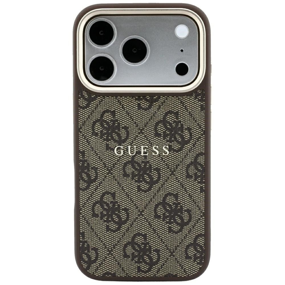 Guess iPhone 17 Pro Max / iPhone 18 Pro Max - Σκληρή Θήκη με Πλαίσιο Σιλικόνης και Επένδυση Οικολογικού Δέρματος - Embossed 4G Classic MagSafe - Brown - GUHMP18XP4MSEGCW