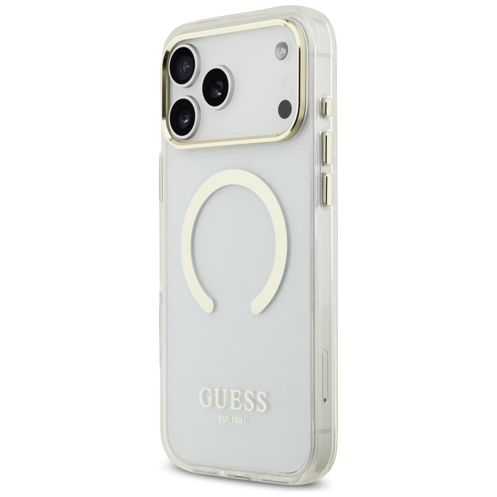 Guess iPhone 17 Pro Max / iPhone 18 Pro Max - Σκληρή Θήκη με Πλαίσιο Σιλικόνης - Metal Outline MagSafe - Gold - GUHMP18XHTRMD