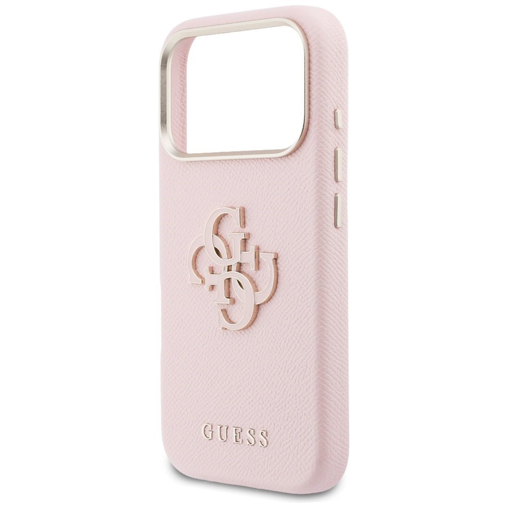 Guess iPhone 17 Pro Max - Σκληρή Θήκη με Επένδυση από Οικολογικό Δέρμα - FW Resin Logo - Pink