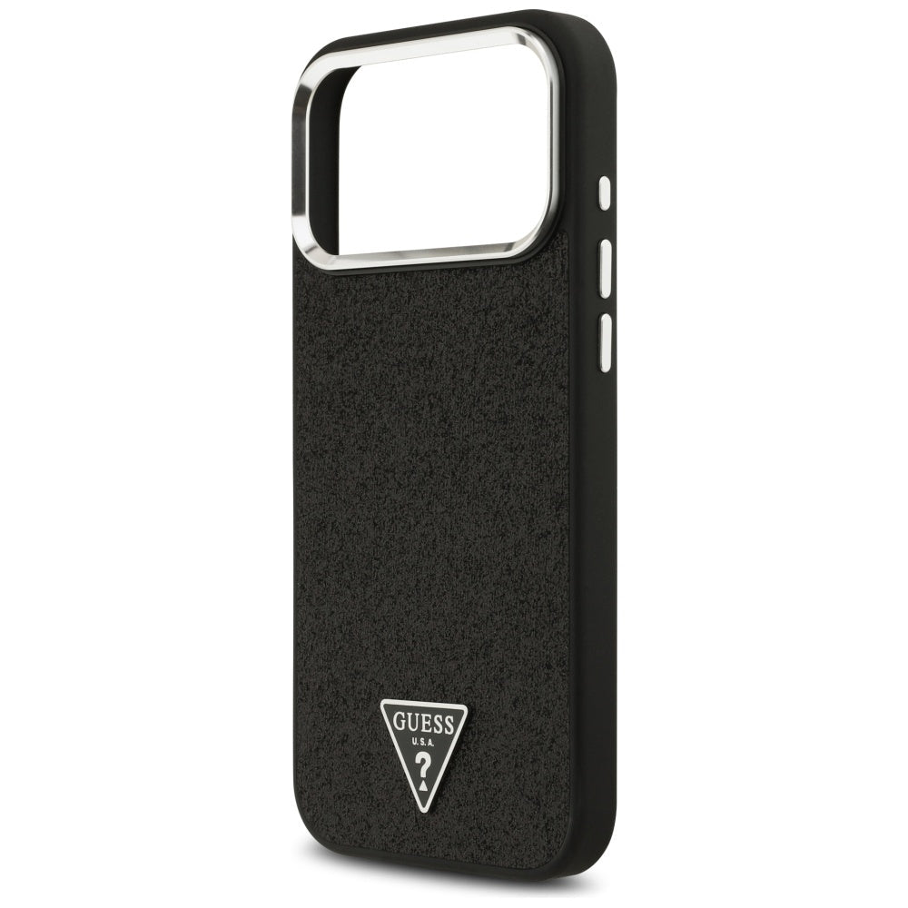 Guess iPhone 17 Pro Max - Σκληρή Θήκη με Πλαίσιο Σιλικόνης - Glitter Triangle Logo MagSafe - Black