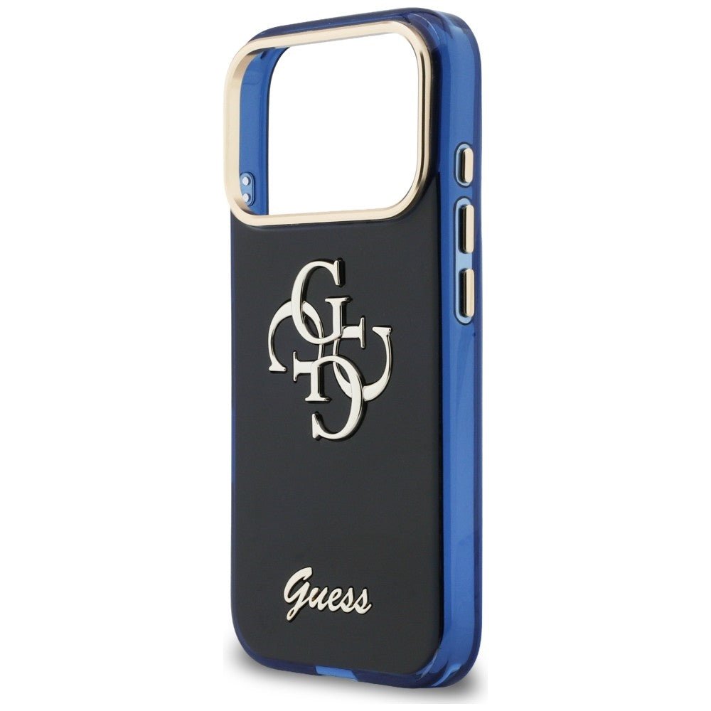Guess iPhone 17 Pro Max - Σκληρή Θήκη με Πλαίσιο Σιλικόνης - IML 4G Script Metal - Blue
