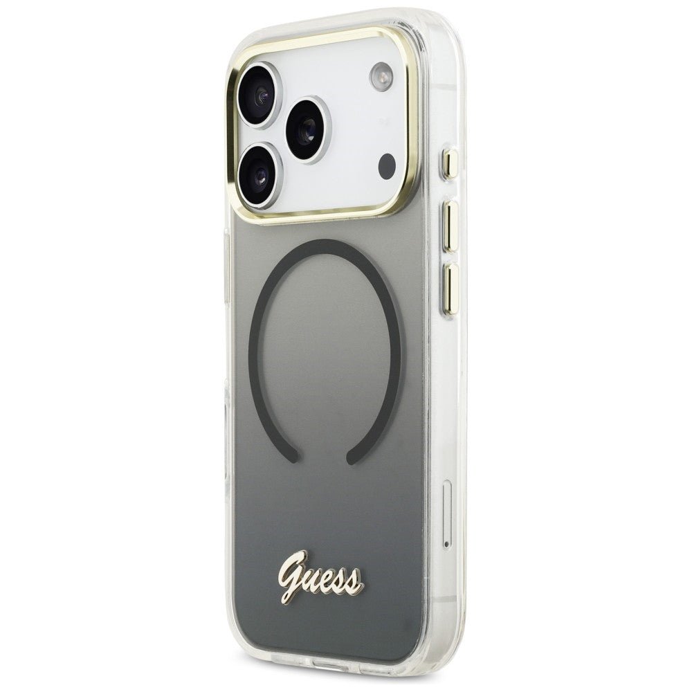 Guess iPhone 17 Pro Max - Σκληρή Θήκη με Πλαίσιο Σιλικόνης - IML Gradient Script Metal MagSafe - Black