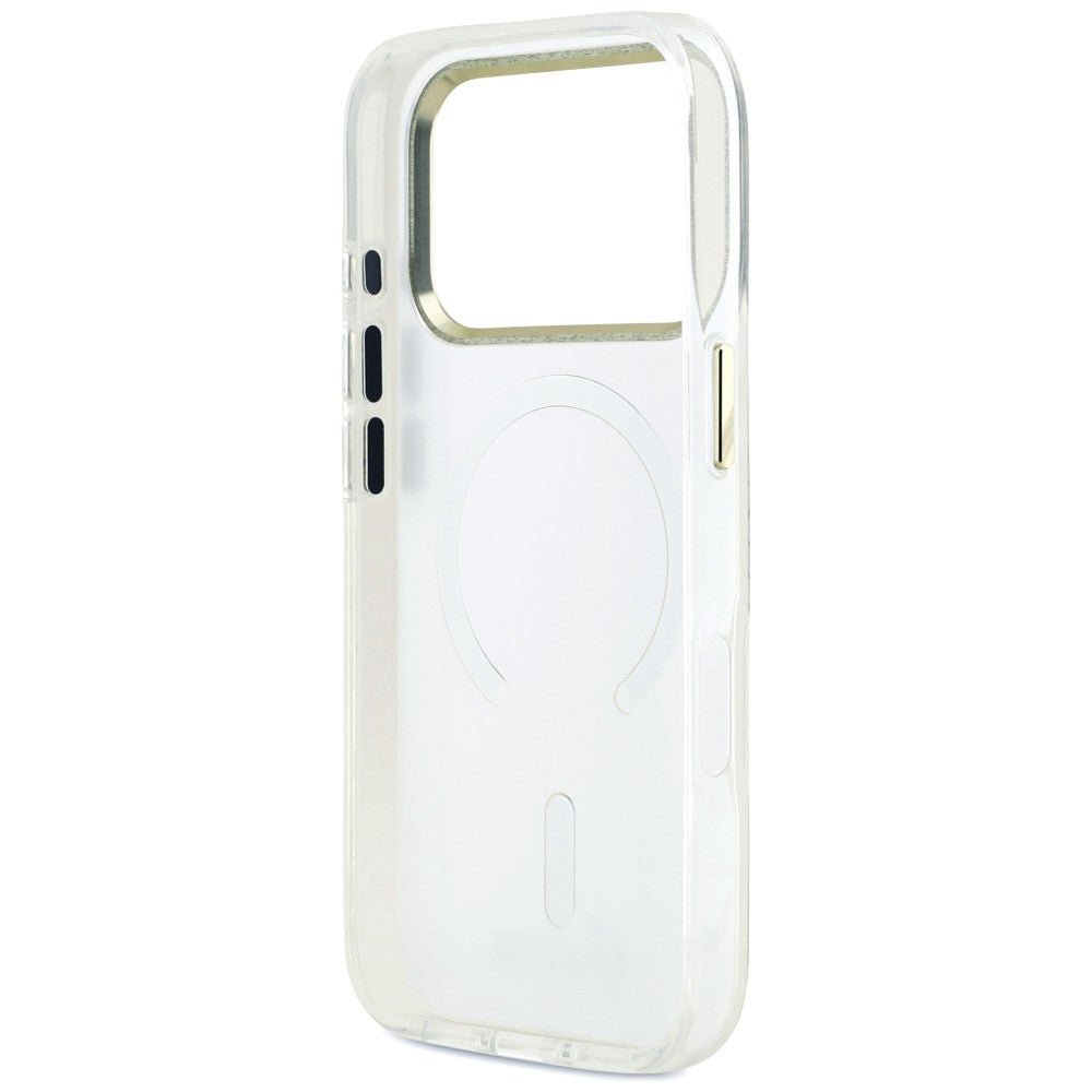 Guess iPhone 17 Pro Max - Σκληρή Θήκη με Πλαίσιο Σιλικόνης - IML Shell Script Metal MagSafe - White