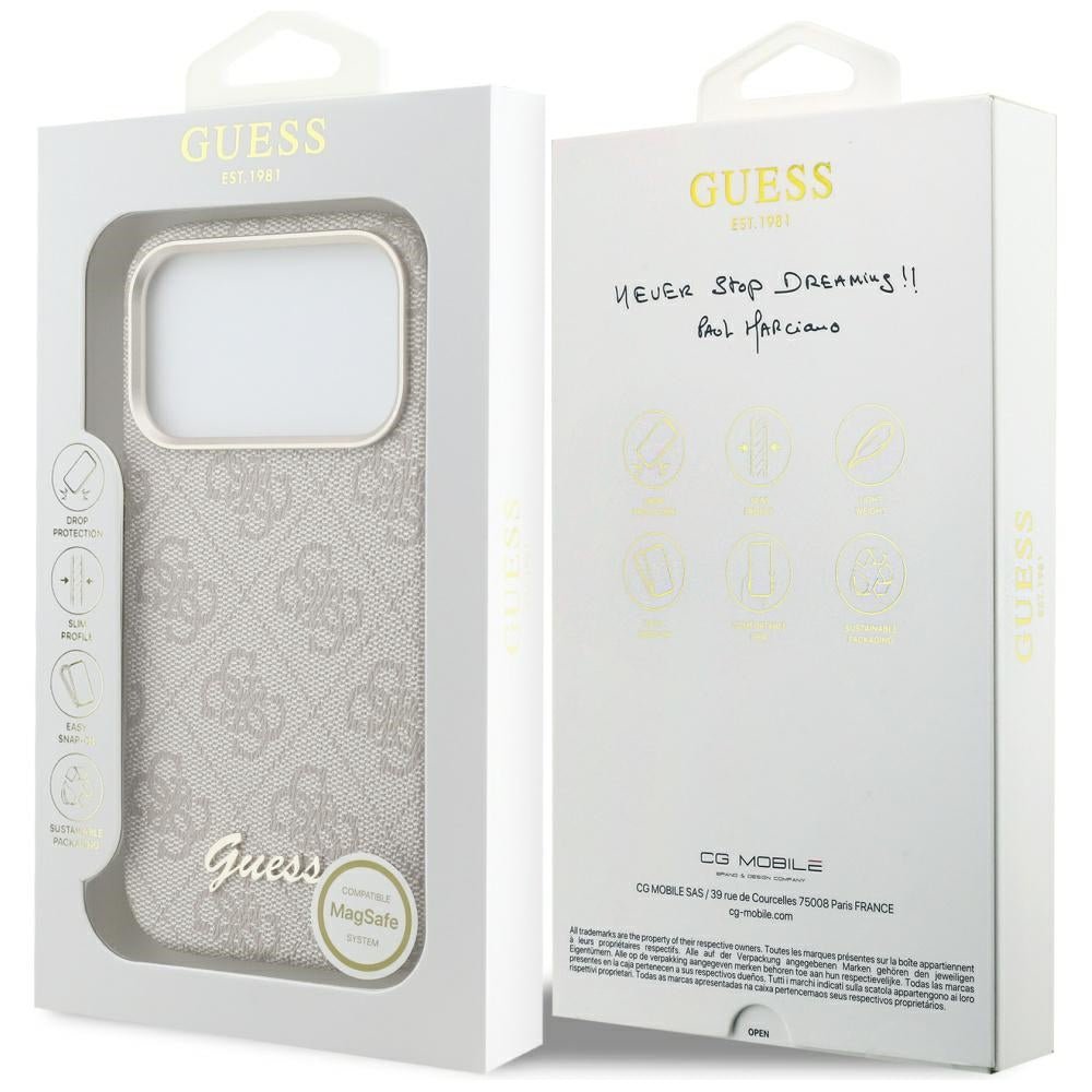 Guess iPhone 17 Pro Max - Σκληρή Θήκη με Πλαίσιο Σιλικόνης και MagSafe - 4G Script MagSafe - Pink