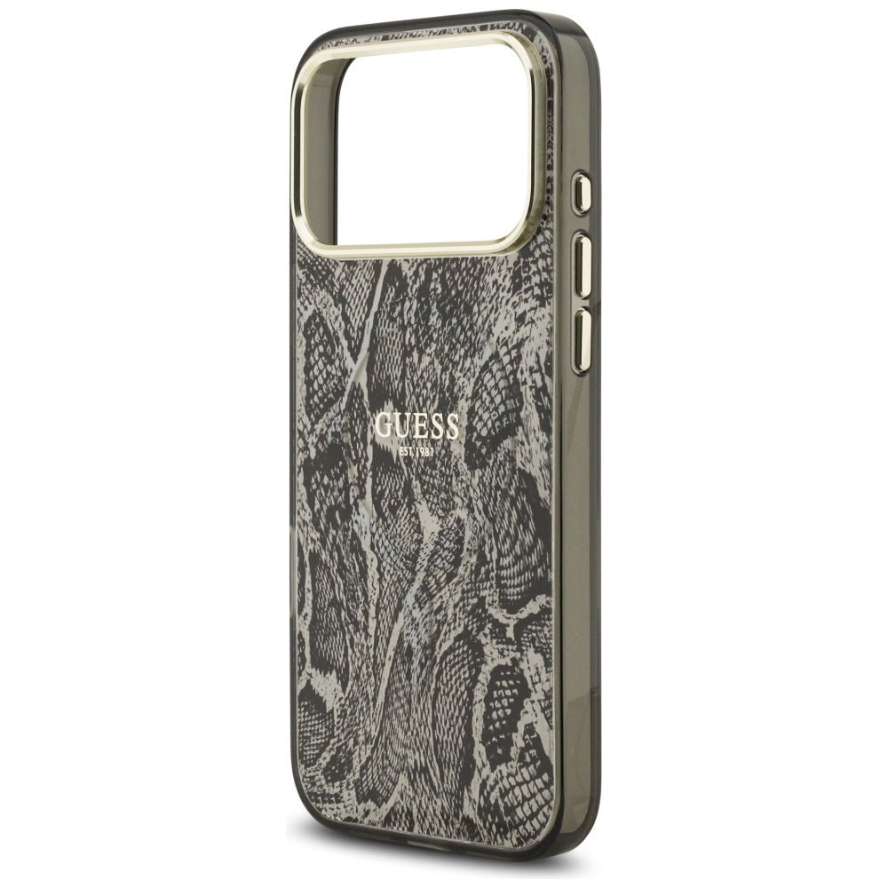 Guess iPhone 17 Pro Max - Σκληρή Θήκη με Πλαίσιο Σιλικόνης - Python Pattern MagSafe - Black