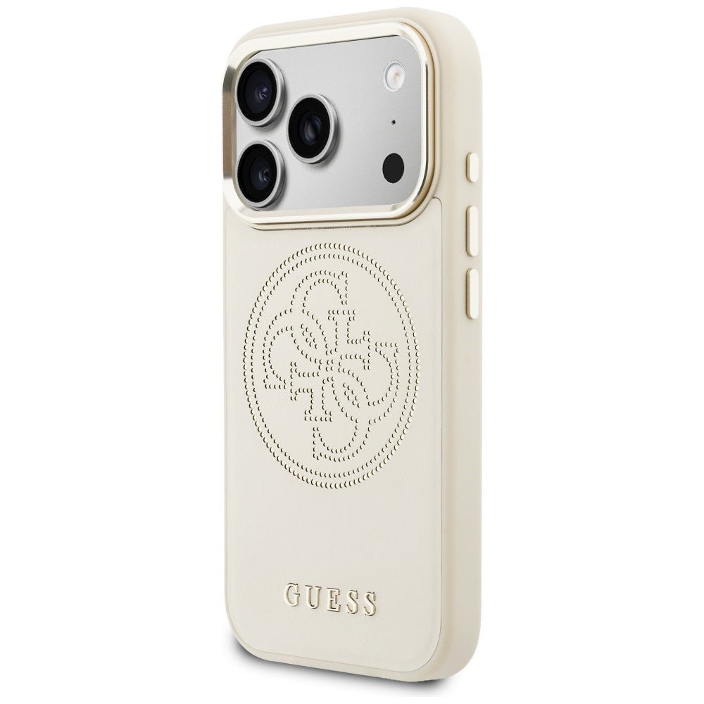 Guess iPhone 17 Pro Max - Θήκη με Επένδυση Συνθετικού Δέρματος - Perforated 4G MagSafe - Beige