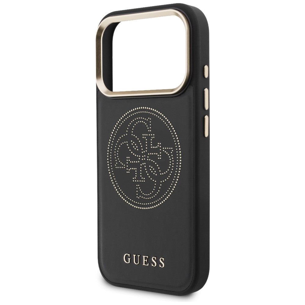 Guess iPhone 17 Pro Max - Θήκη με Επένδυση Συνθετικού Δέρματος - Perforated 4G MagSafe - Black