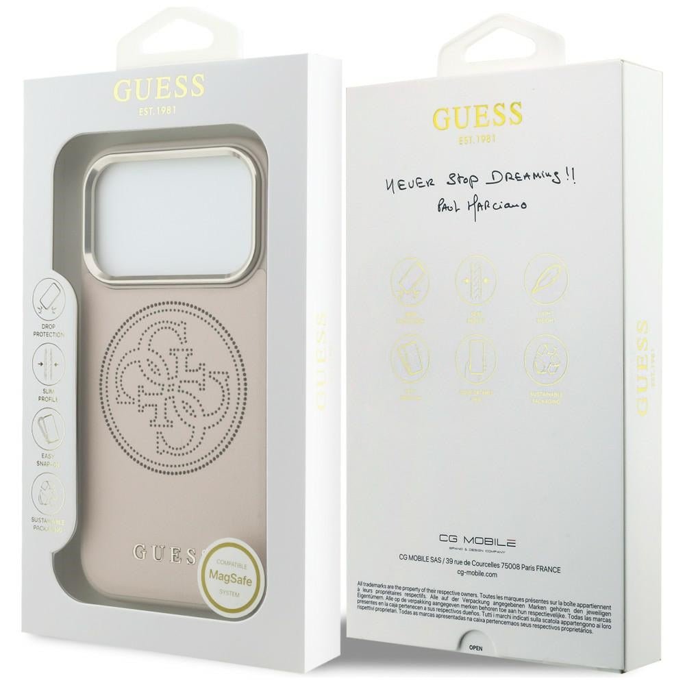 Guess iPhone 17 Pro Max - Θήκη με Επένδυση Συνθετικού Δέρματος - Perforated 4G MagSafe - Pink