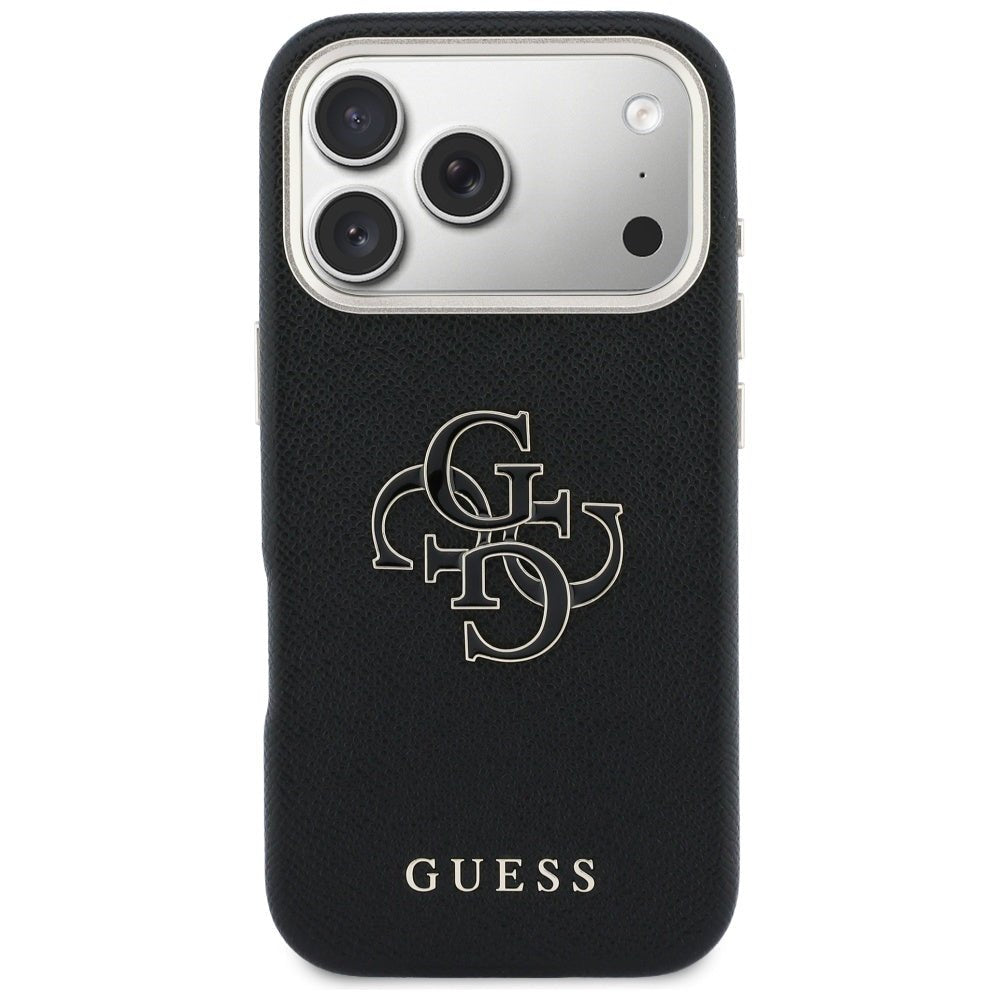 Guess iPhone 17 Pro - Σκληρή Θήκη με Επένδυση από Οικολογικό Δέρμα - FW Resin Logo - Black