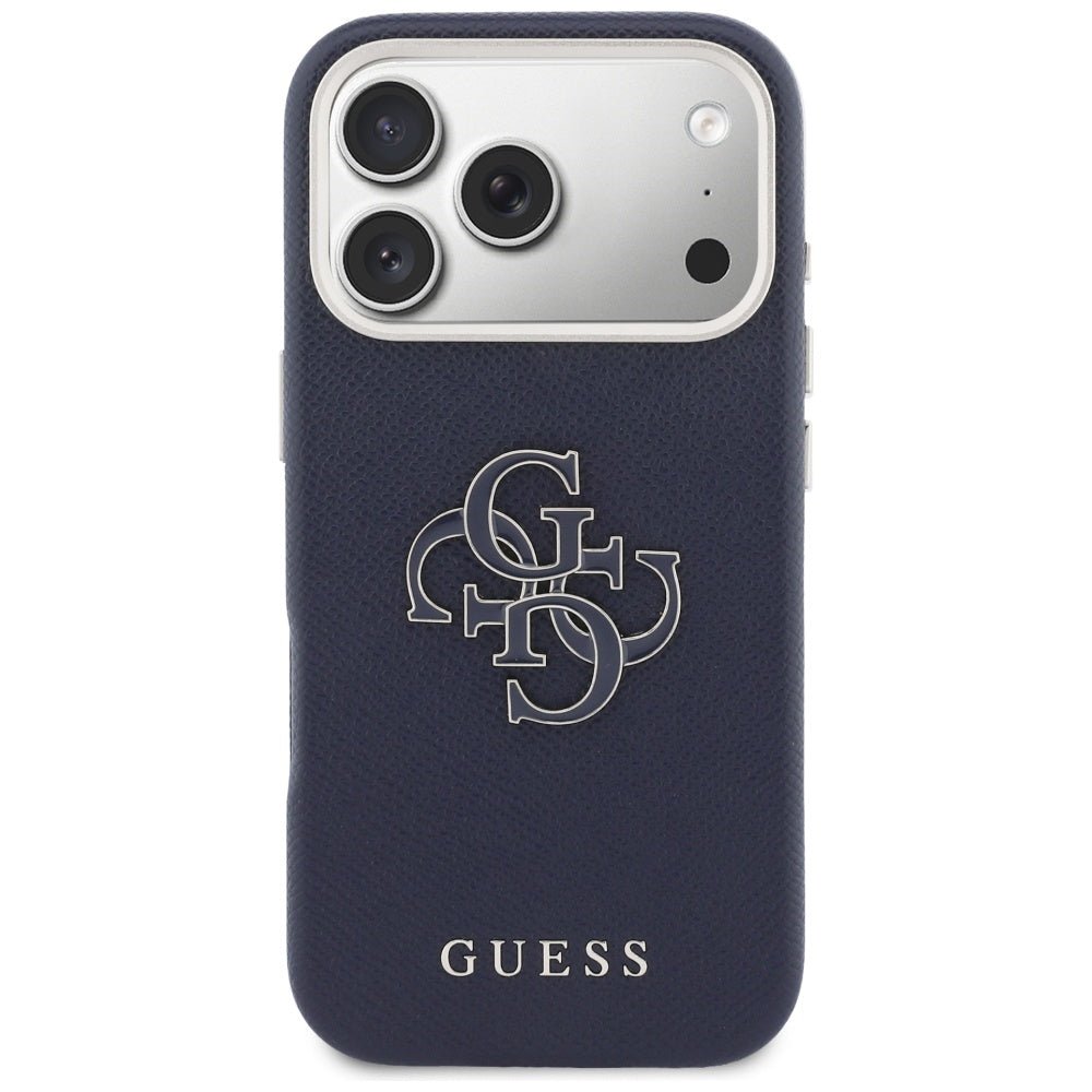 Guess iPhone 17 Pro - Σκληρή Θήκη με Επένδυση από Οικολογικό Δέρμα - FW Resin Logo - Blue