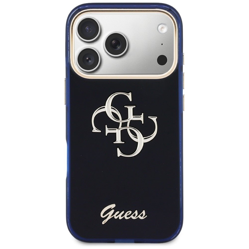 Guess iPhone 17 Pro - Σκληρή Θήκη με Πλαίσιο Σιλικόνης - IML 4G Script Metal - Blue