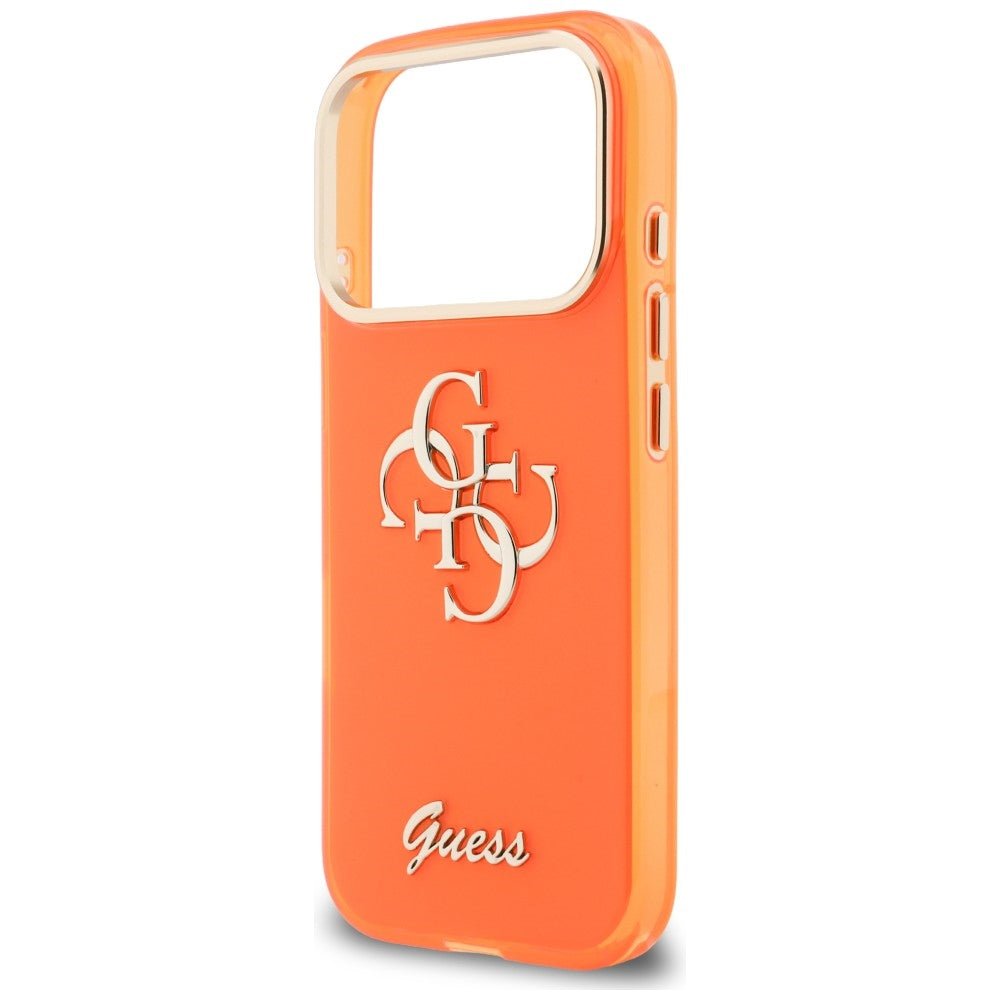 Guess iPhone 17 Pro - Σκληρή Θήκη με Πλαίσιο Σιλικόνης - IML 4G Script Metal - Orange