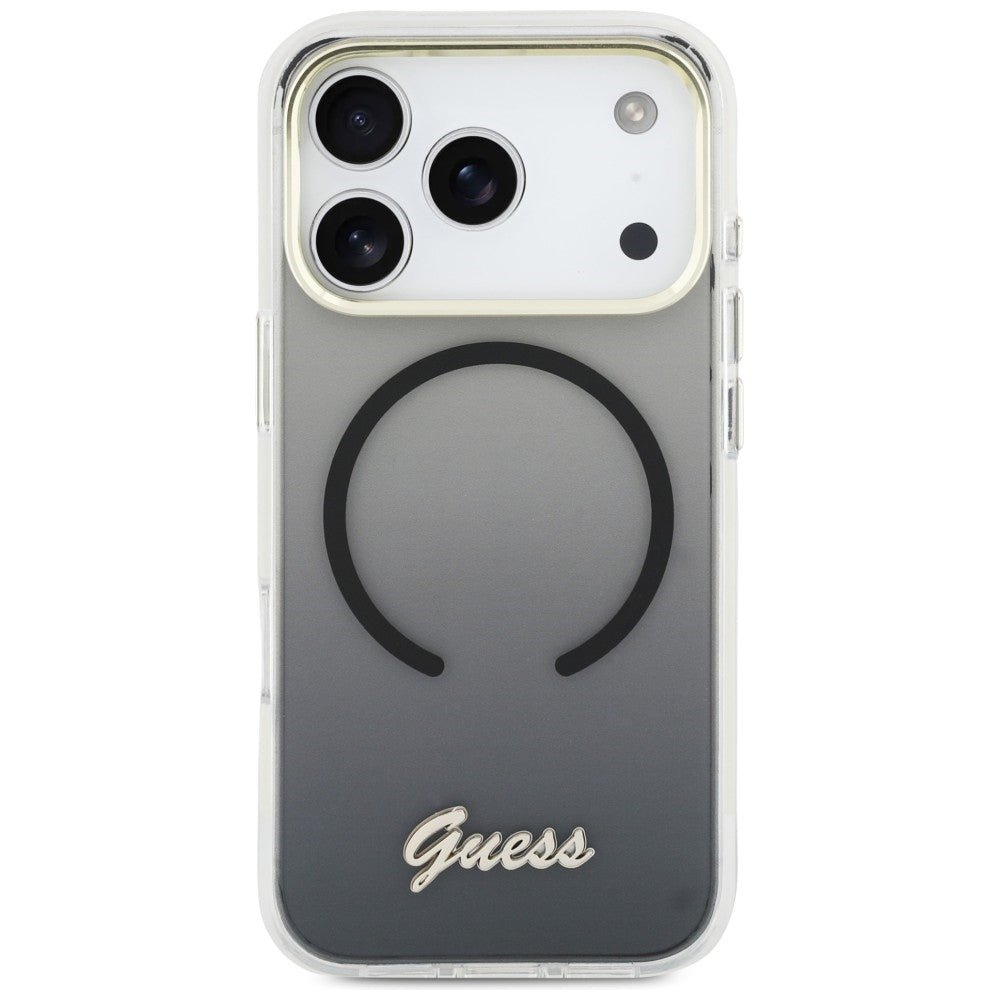Guess iPhone 17 Pro - Σκληρή Θήκη με Πλαίσιο Σιλικόνης - IML Gradient Script Metal MagSafe - Black
