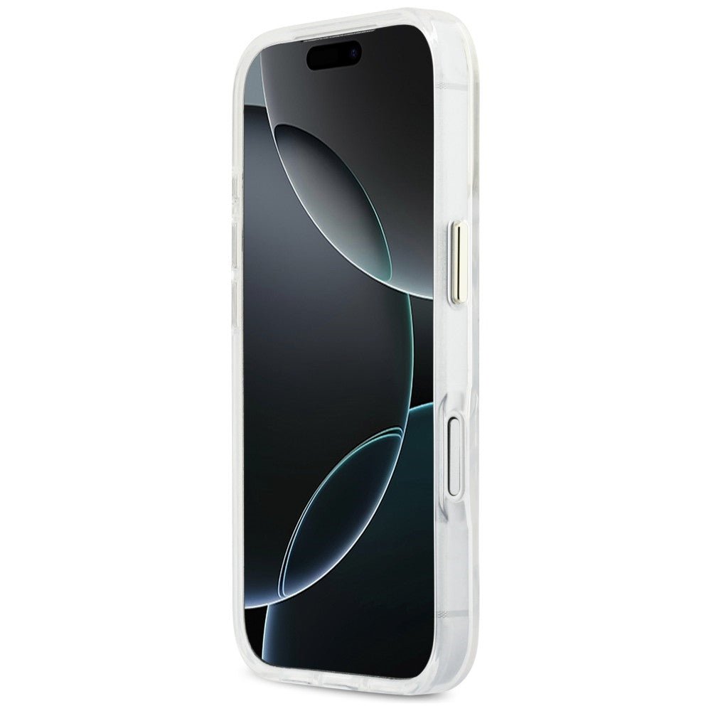 Guess iPhone 17 Pro - Σκληρή Θήκη με Πλαίσιο Σιλικόνης - IML Gradient Script Metal MagSafe - White