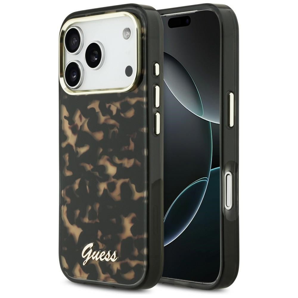 Guess iPhone 17 Pro - Σκληρή Θήκη με Πλαίσιο Σιλικόνης - IML Script Metal MagSafe - Tortoise
