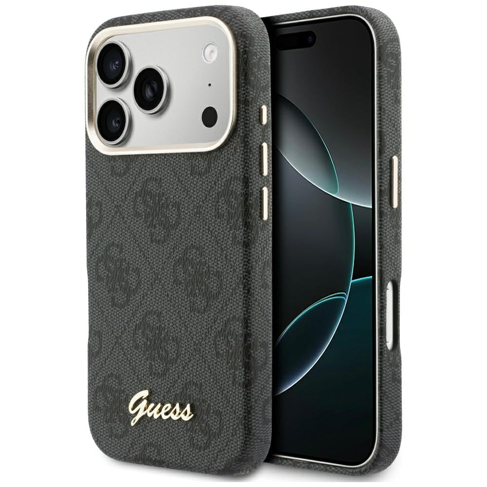 Guess iPhone 17 Pro - Σκληρή Θήκη με Πλαίσιο Σιλικόνης και MagSafe - 4G Script MagSafe - Black