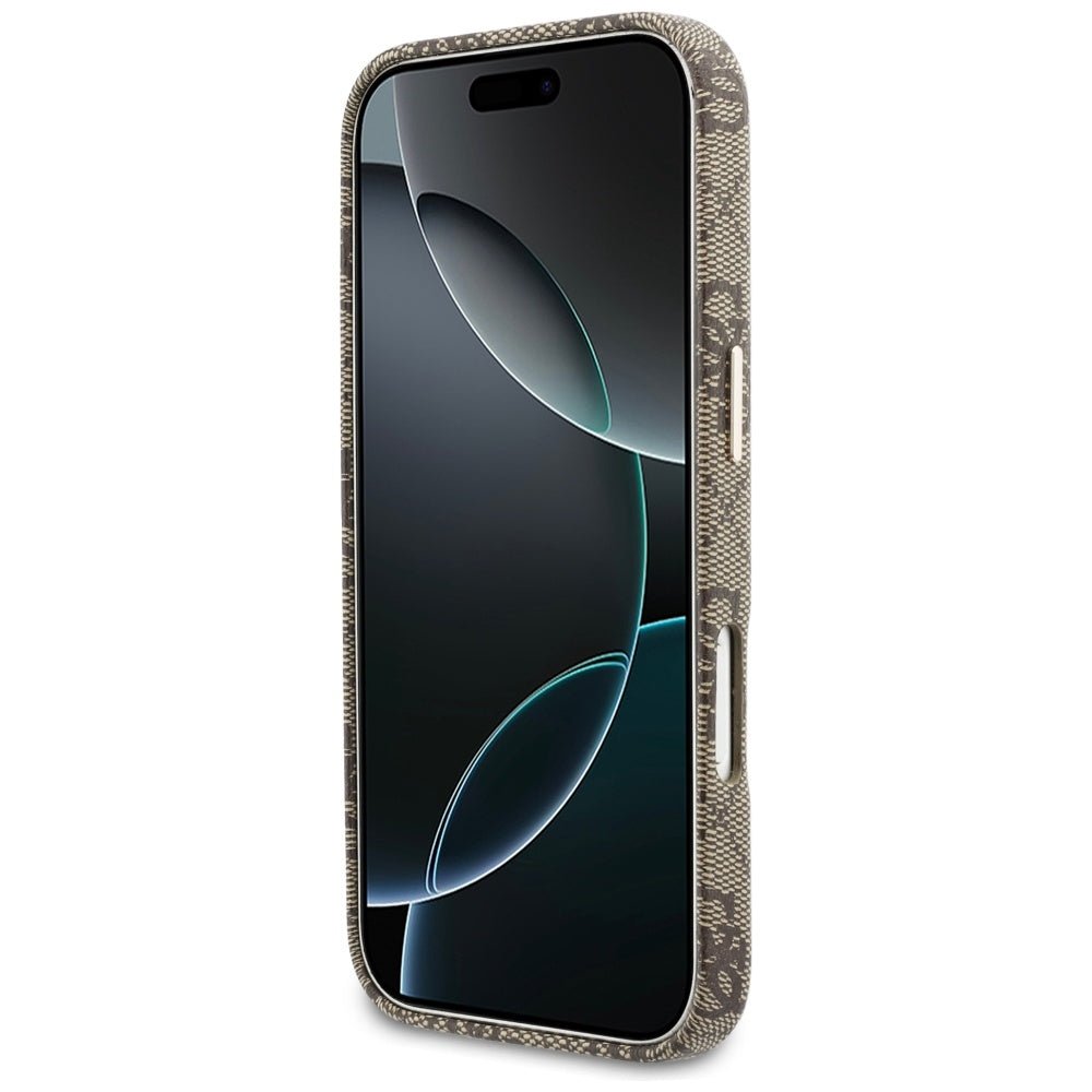 Guess iPhone 17 Pro - Σκληρή Θήκη με Πλαίσιο Σιλικόνης και MagSafe - 4G Script MagSafe - Brown
