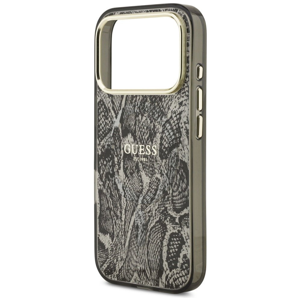 Guess iPhone 17 Pro - Σκληρή Θήκη με Πλαίσιο Σιλικόνης - Python Pattern MagSafe - Black