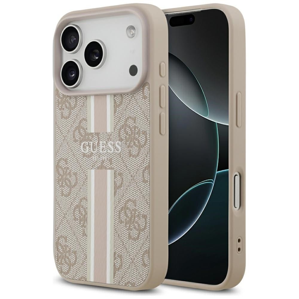 Guess iPhone 17 Pro - Θήκη με Επένδυση Συνθετικού Δέρματος - 4G Printed Stripes MagSafe - Pink