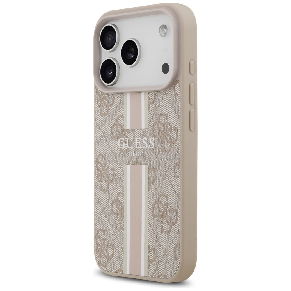 Guess iPhone 17 Pro - Θήκη με Επένδυση Συνθετικού Δέρματος - 4G Printed Stripes MagSafe - Pink