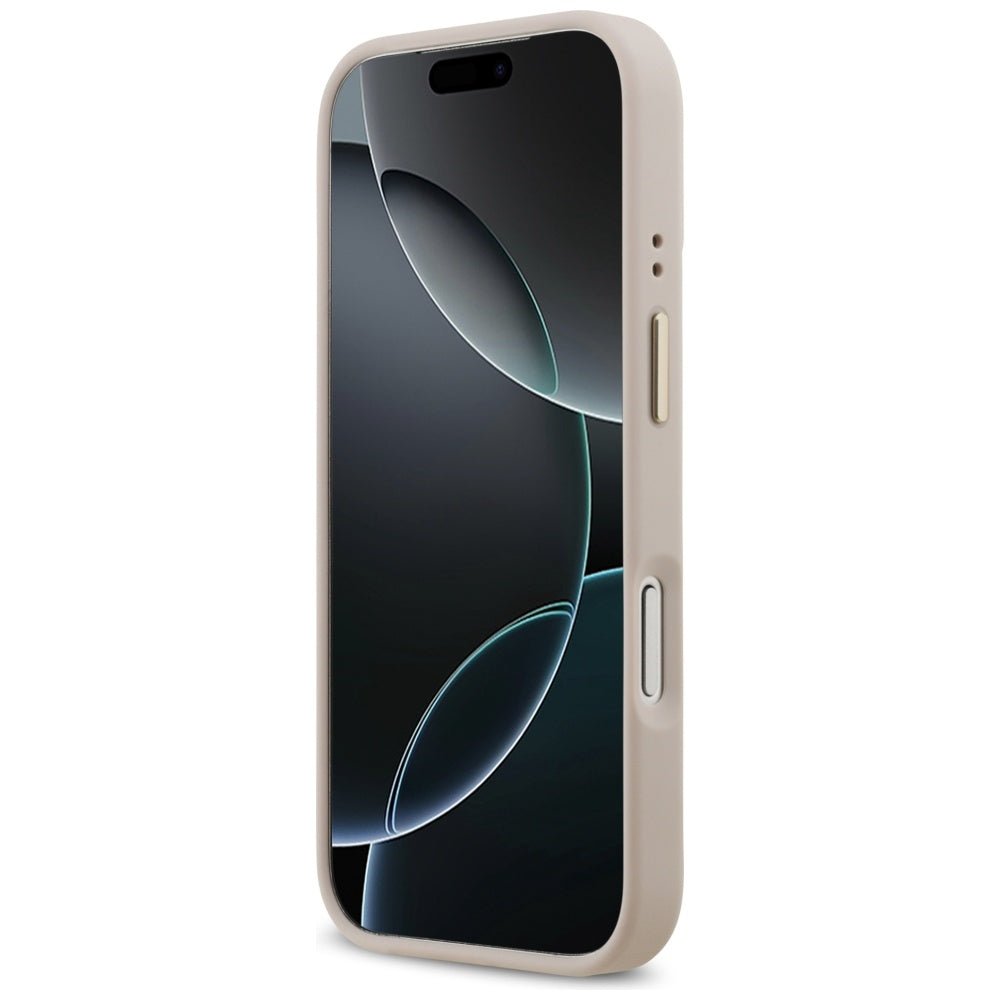Guess iPhone 17 Pro - Θήκη με Επένδυση Συνθετικού Δέρματος και MagSafe - 4G Logo Plate - Pink