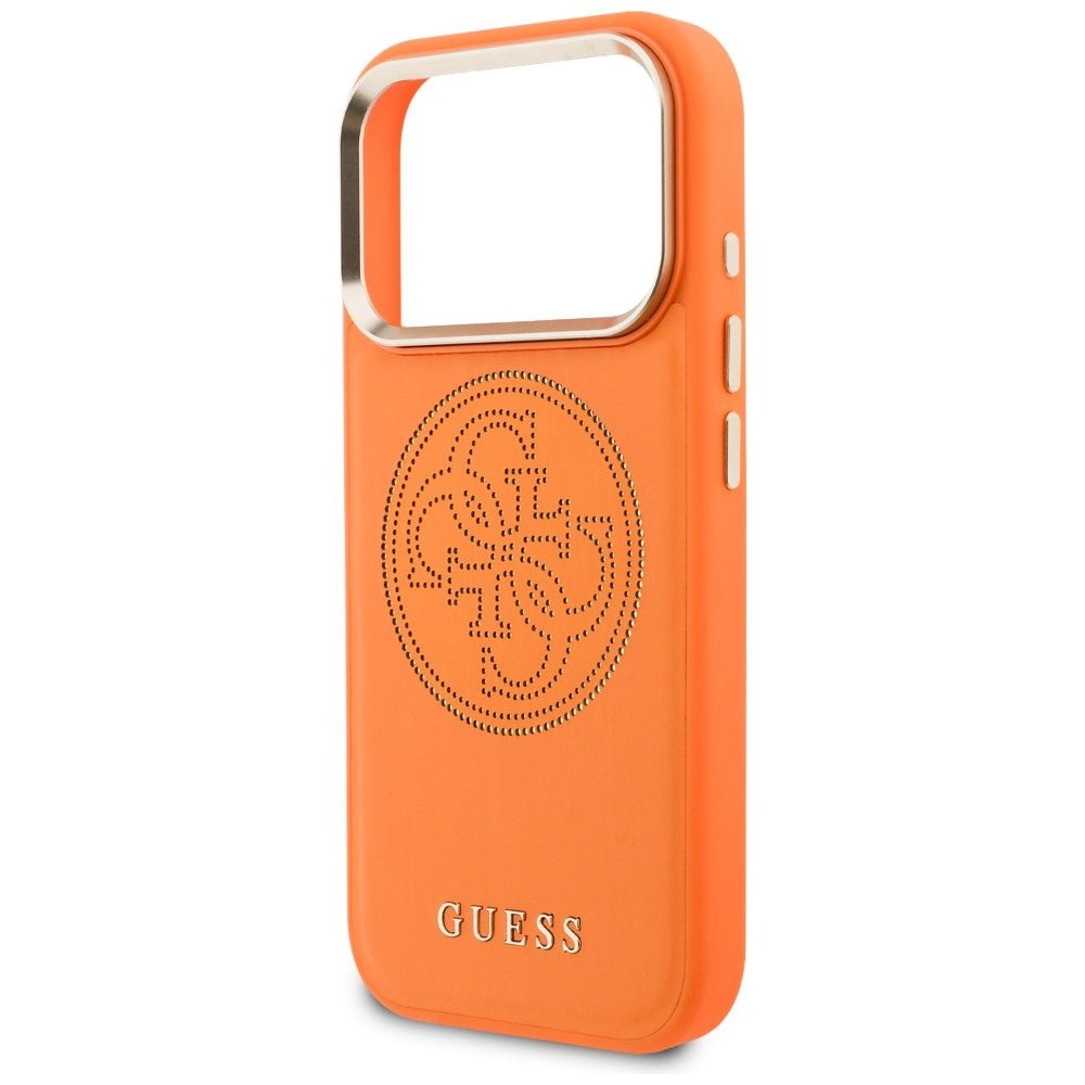 Guess iPhone 17 Pro - Θήκη με Επένδυση Συνθετικού Δέρματος - Perforated 4G MagSafe - Orange