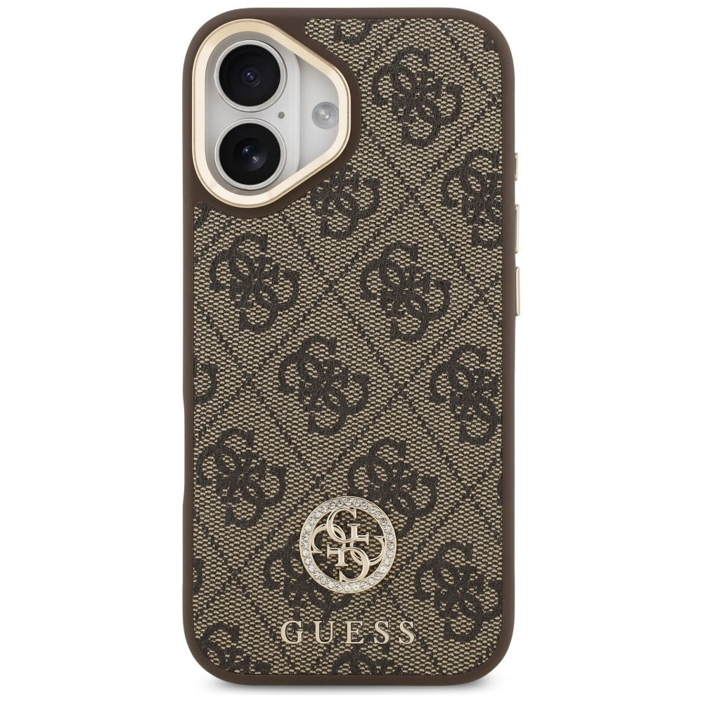 Guess iPhone 17 - Σκληρή Θήκη με Επένδυση Συνθετικού Δέρματος - 4G Strass Logo MagSafe - Brown