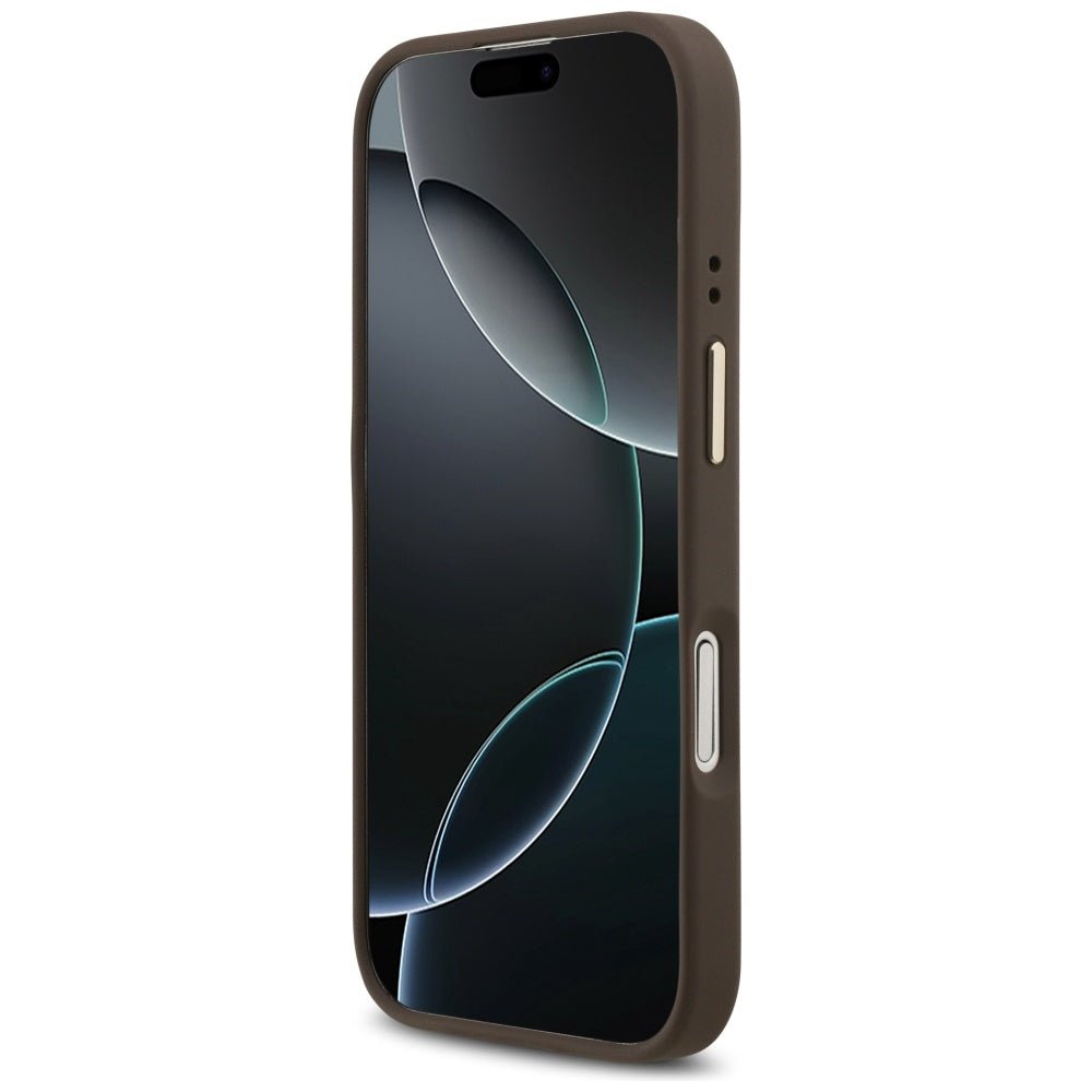 Guess iPhone 17 - Σκληρή Θήκη με Επένδυση Συνθετικού Δέρματος - 4G Strass Logo MagSafe - Brown