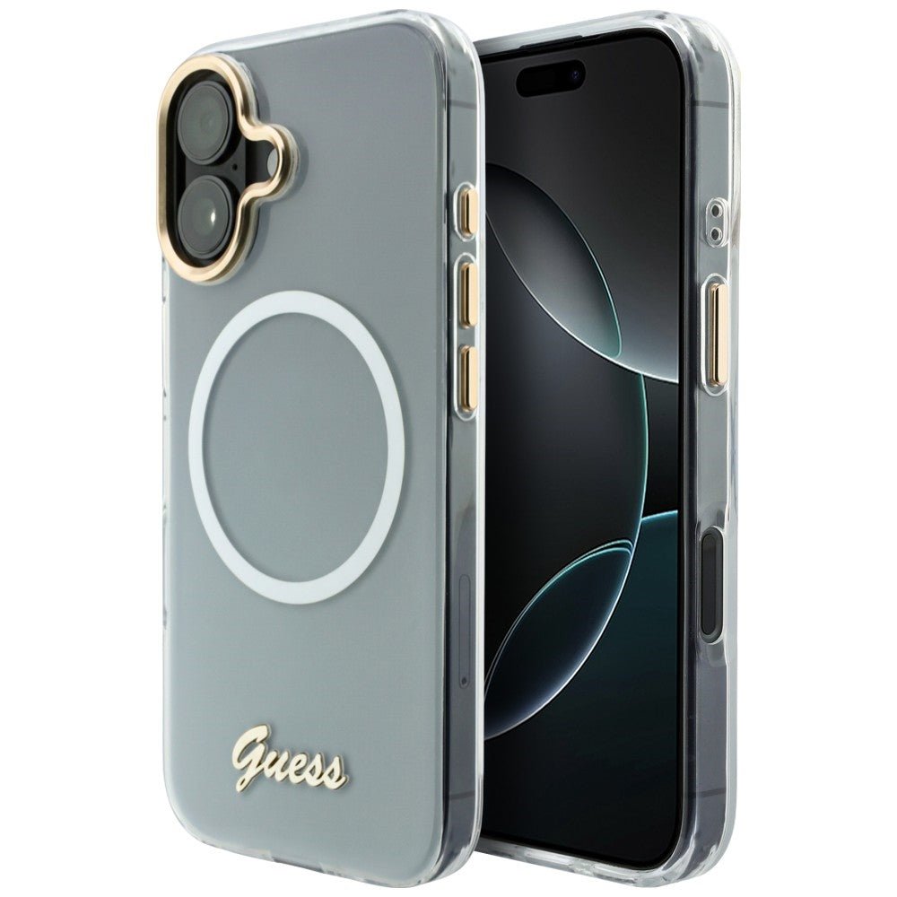 Guess iPhone 17 - Σκληρή Θήκη με Πλαίσιο Σιλικόνης - IML Gradient Script Metal MagSafe - White