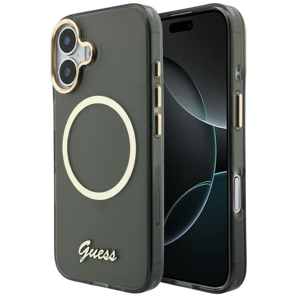 Guess iPhone 17 - Σκληρή Θήκη με Πλαίσιο Σιλικόνης - IML Script Metal MagSafe - Black