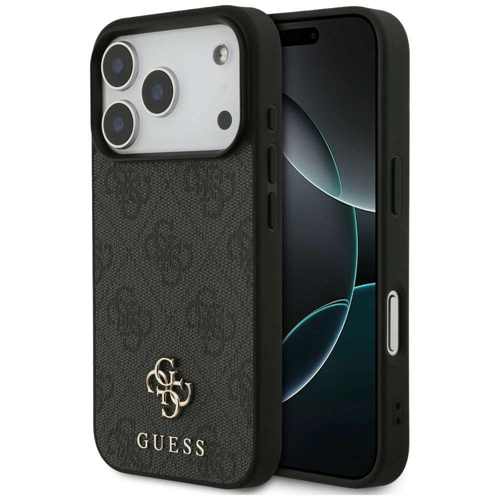 Guess iPhone 18 Pro / iPhone 17 Pro - Σκληρή Θήκη με Πλαίσιο Σιλικόνης και Επένδυση Συνθετικού Δέρματος MagSafe - 4G Small Classic Logo - Black