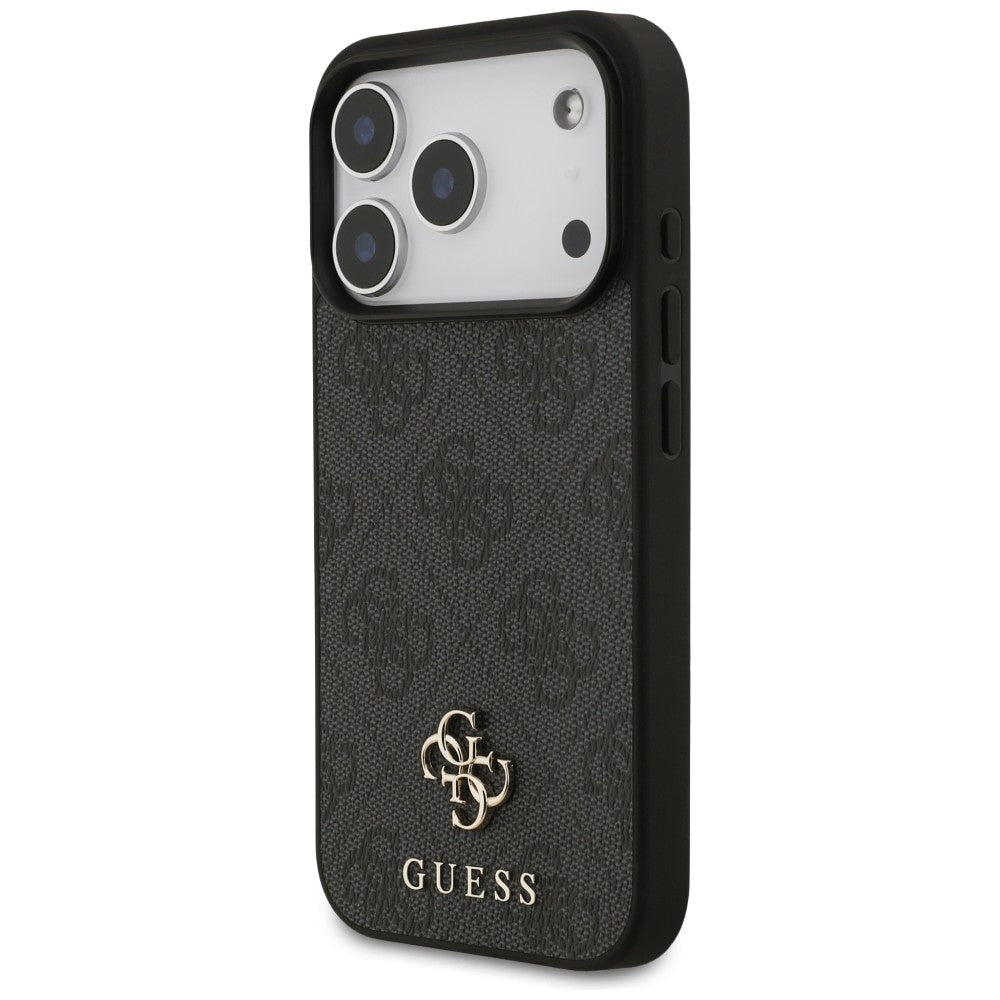 Guess iPhone 18 Pro / iPhone 17 Pro - Σκληρή Θήκη με Πλαίσιο Σιλικόνης και Επένδυση Συνθετικού Δέρματος MagSafe - 4G Small Classic Logo - Black