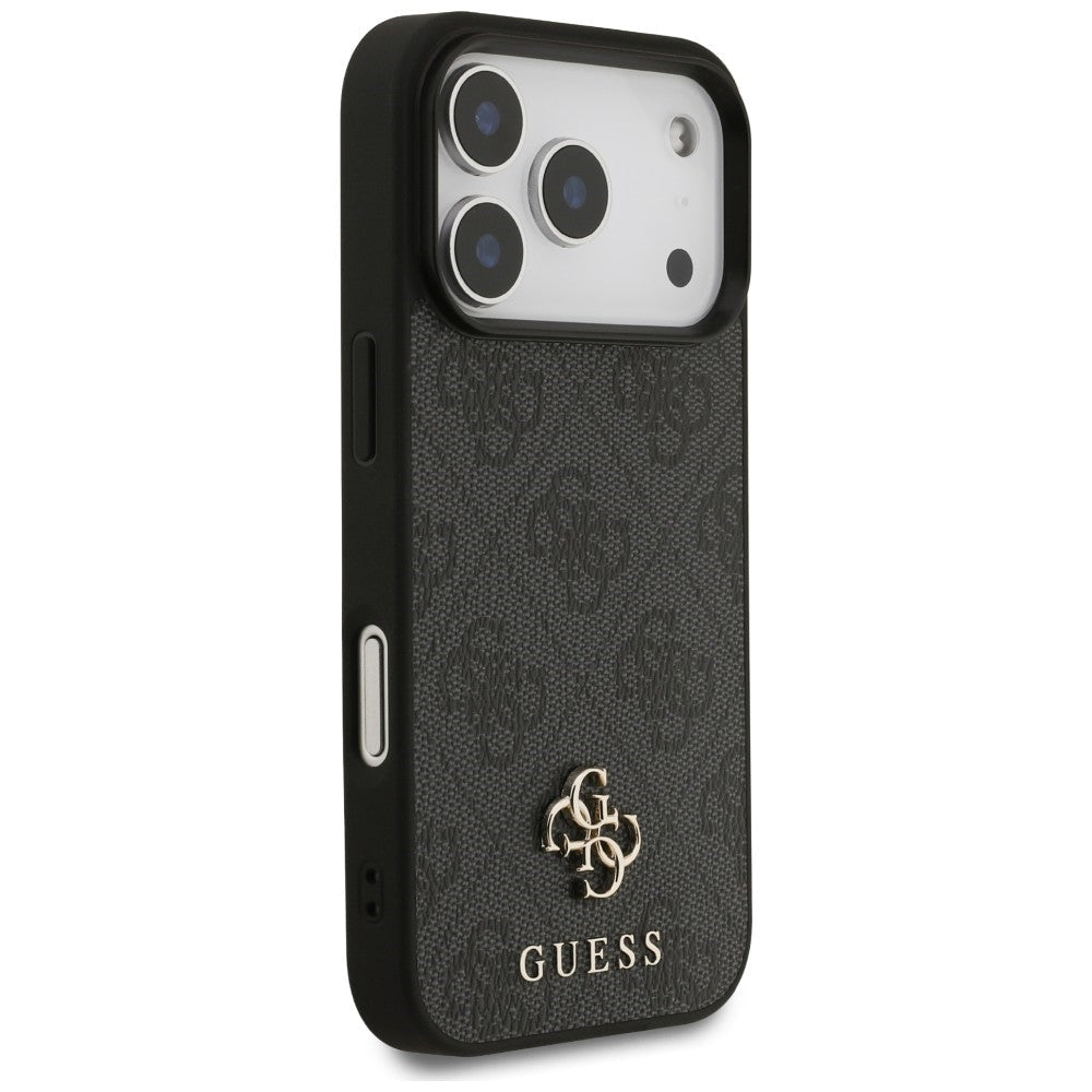 Guess iPhone 18 Pro / iPhone 17 Pro - Σκληρή Θήκη με Πλαίσιο Σιλικόνης και Επένδυση Συνθετικού Δέρματος MagSafe - 4G Small Classic Logo - Black