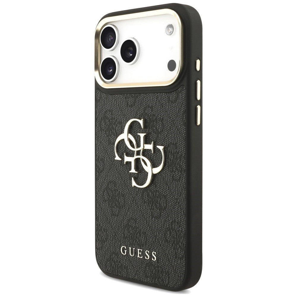 Guess iPhone 18 Pro Max / iPhone 17 Pro Max - Θήκη με Επένδυση Συνθετικού Δέρματος και Λουράκι - 4G Big 4G Classic Logo Big Strap Metal Buttons - Black