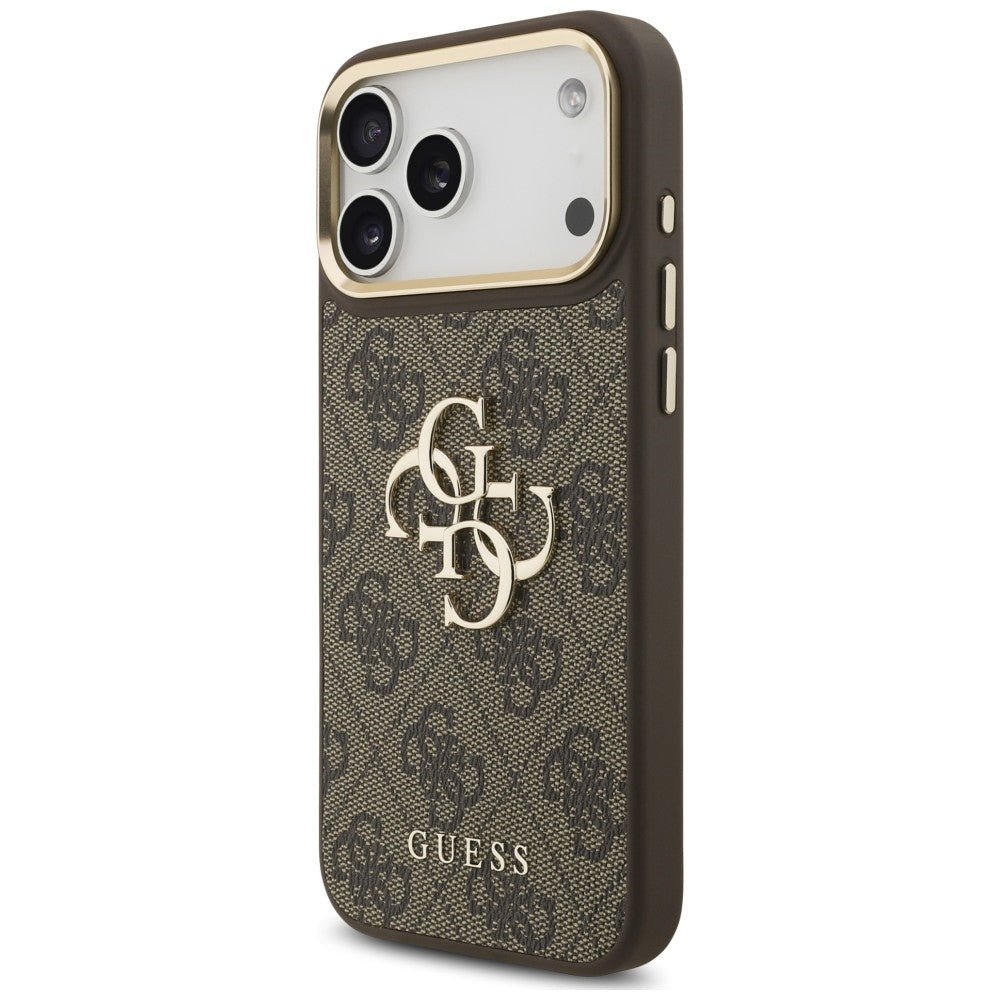 Guess iPhone 18 Pro Max / iPhone 17 Pro Max - Θήκη με Επένδυση Συνθετικού Δέρματος και Λουράκι - 4G Big 4G Classic Logo Big Strap Metal Buttons - Brown