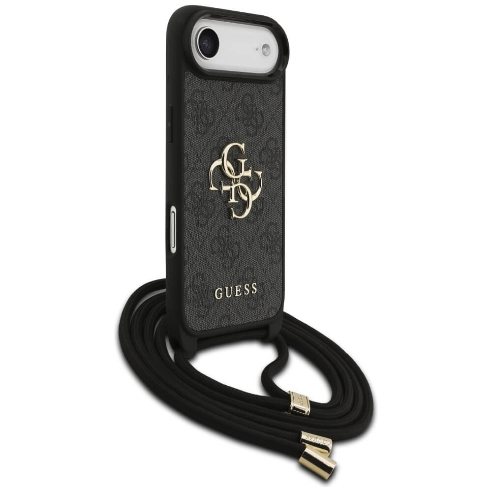 Guess iPhone Air - 4G Big Logo Cord Stap Crossbody - Θήκη με Επένδυση Συνθετικού Δέρματος και Λουράκι - Black