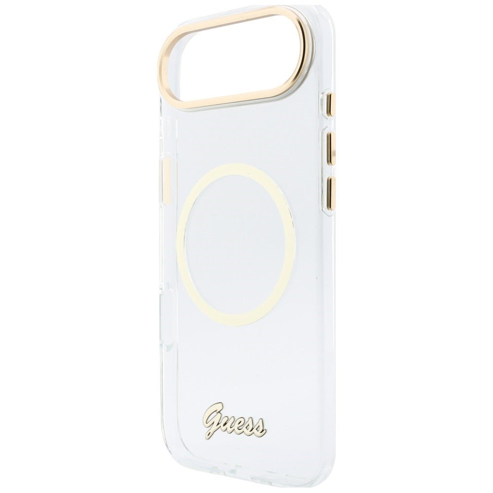 Guess iPhone Air - Σκληρή Θήκη με Πλαίσιο Σιλικόνης και MagSafe - IML Script Metal MagSafe - Clear