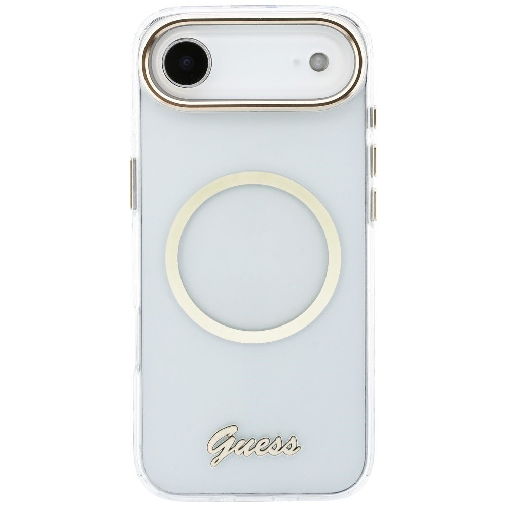 Guess iPhone Air - Σκληρή Θήκη με Πλαίσιο Σιλικόνης και MagSafe - IML Script Metal MagSafe - Clear