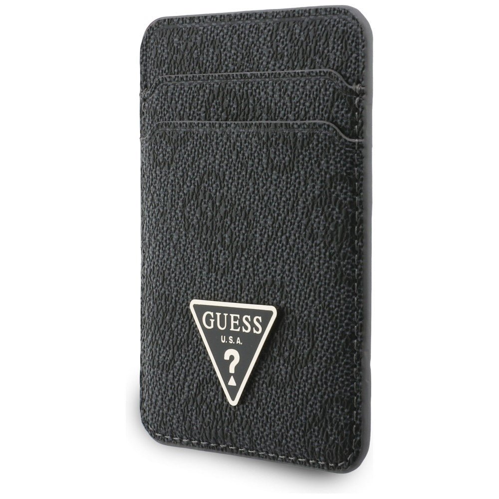 Guess MagSafe Θήκη για Κάρτες με Universal Λουράκι Καρπού - Triangle - Black