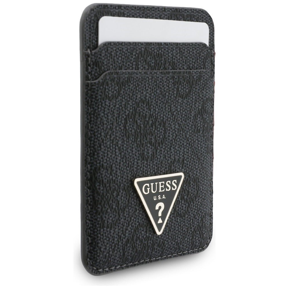 Guess MagSafe Θήκη για Κάρτες με Universal Λουράκι Καρπού - Triangle - Black