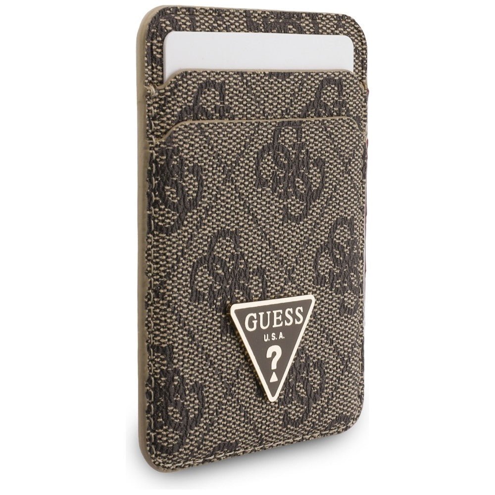 Guess MagSafe Θήκη για Κάρτες με Universal Λουράκι Καρπού - Triangle - Brown
