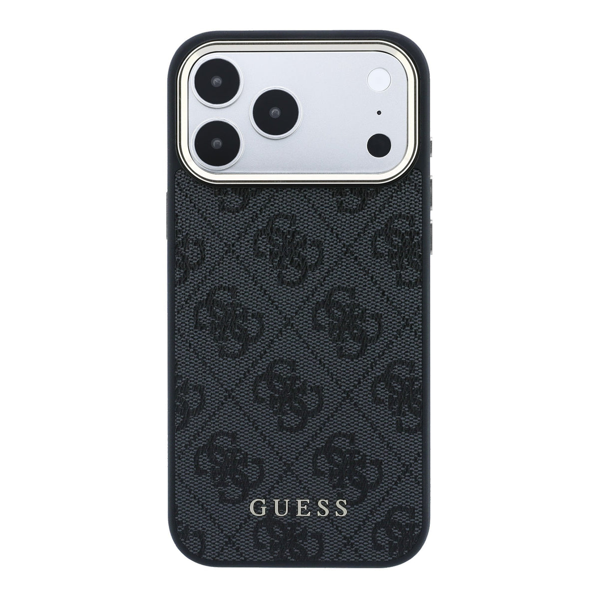 Guess iPhone 17 Pro Max / iPhone 18 Pro Max - Σκληρή Θήκη με Πλαίσιο Σιλικόνης και Επένδυση Οικολογικού Δέρματος - PU Leather 4G Gold Frame MagSafe - Black