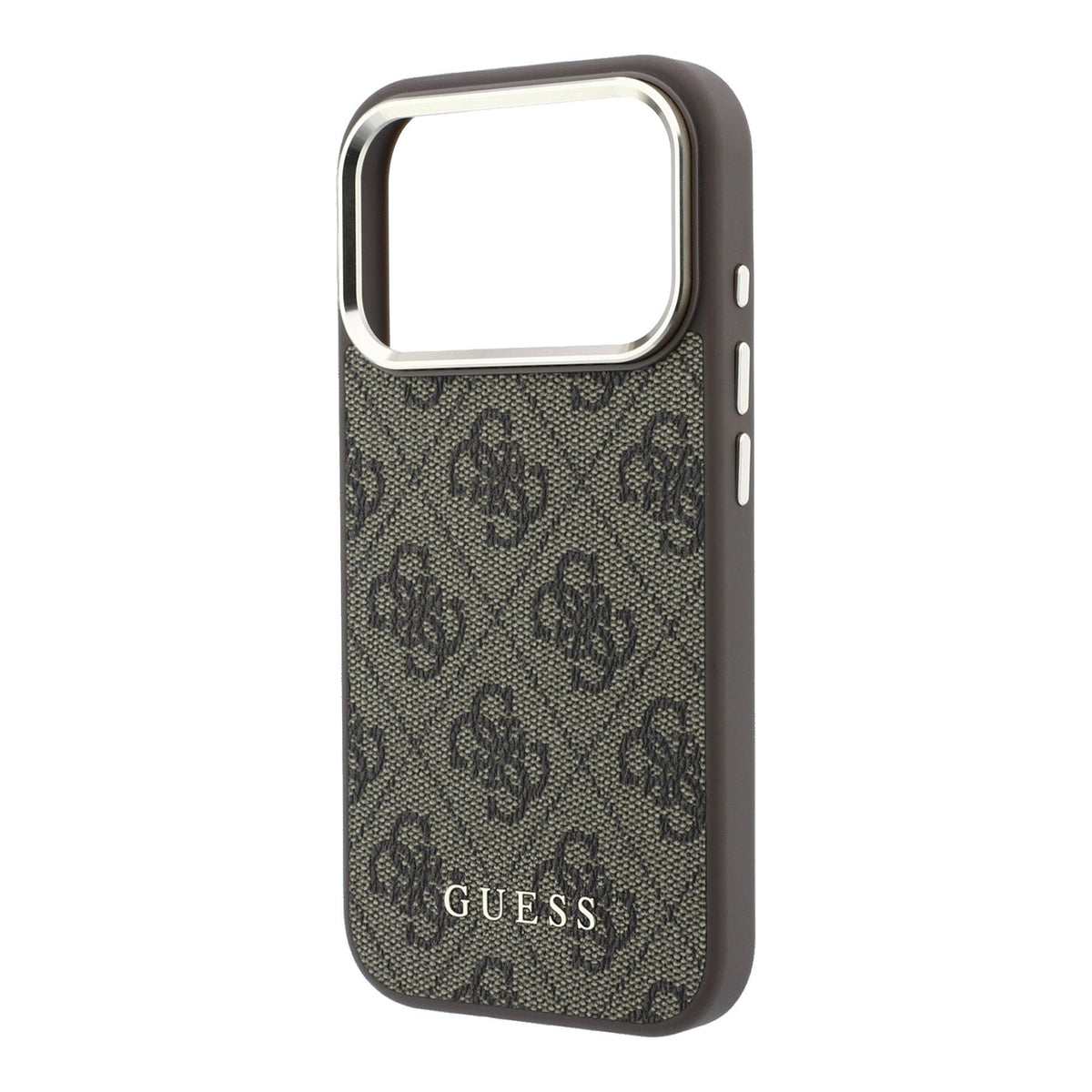 Guess iPhone 17 Pro Max / iPhone 18 Pro Max - Σκληρή Θήκη με Πλαίσιο Σιλικόνης και Επένδυση Οικολογικού Δέρματος - PU Leather 4G Gold Frame MagSafe - Brown
