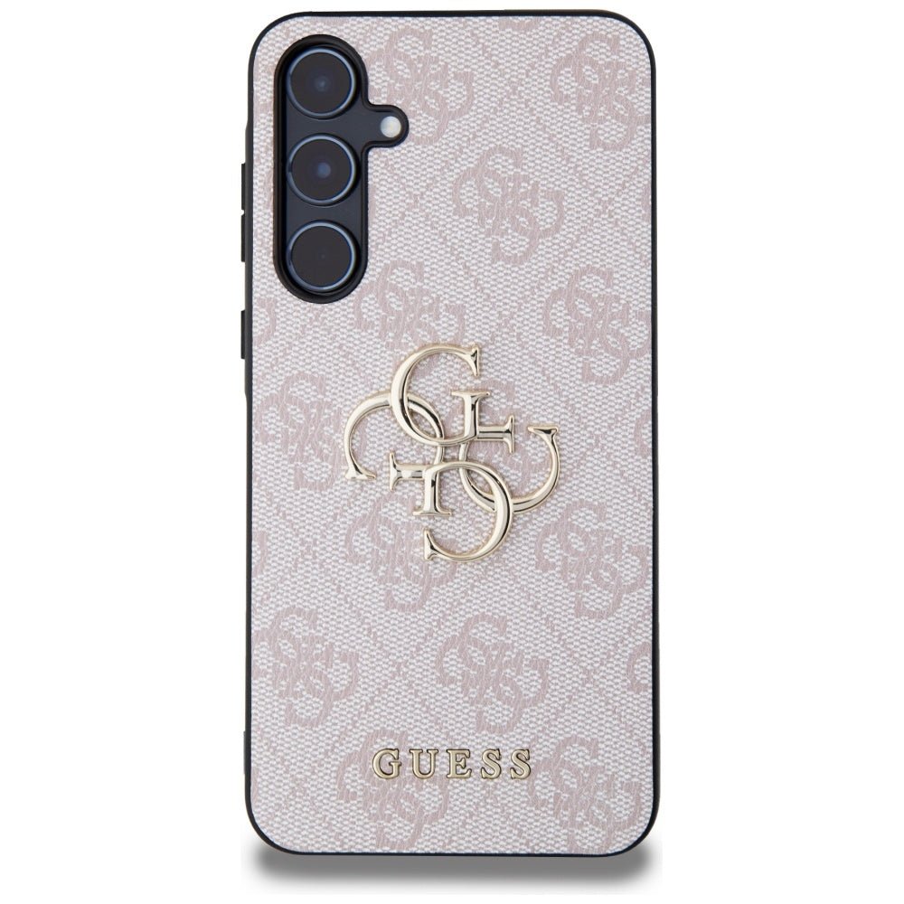 Guess Samsung Galaxy A55 5G - 4G Big Metal Logo - Θήκη με Επένδυση Συνθετικού Δέρματος - Pink - GUHCSA554GMGGR