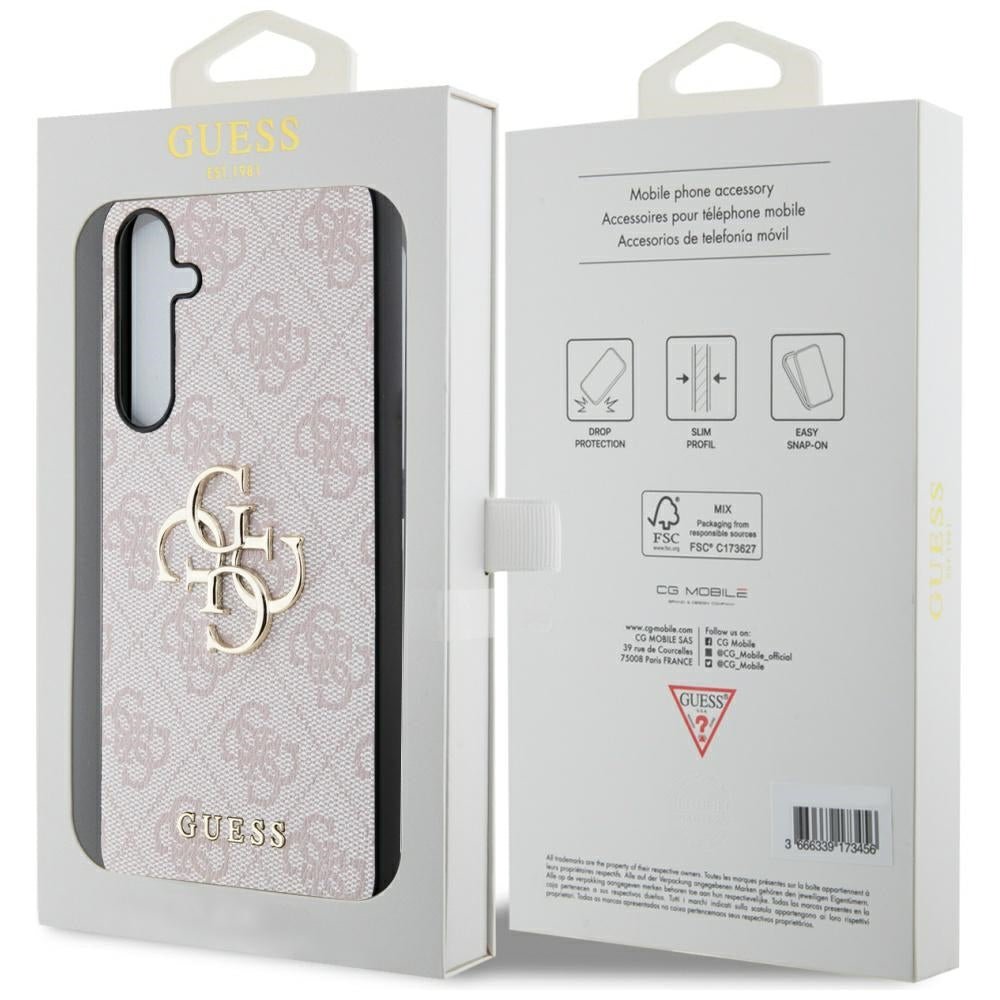 Guess Samsung Galaxy A55 5G - 4G Big Metal Logo - Θήκη με Επένδυση Συνθετικού Δέρματος - Pink - GUHCSA554GMGGR