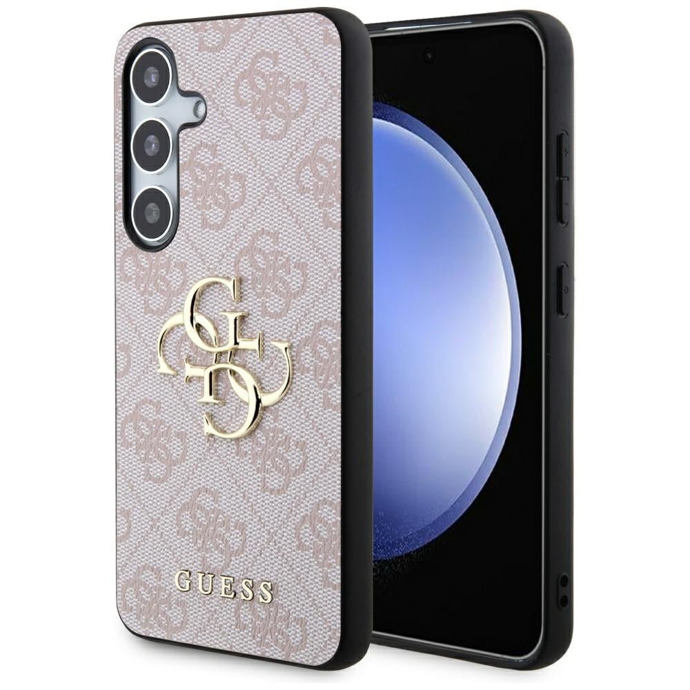 Guess Samsung Galaxy S24 - 4G Big Metal Logo Θήκη με Επένδυση Συνθετικού Δέρματος - Pink - GUHCS24S4GMGPI