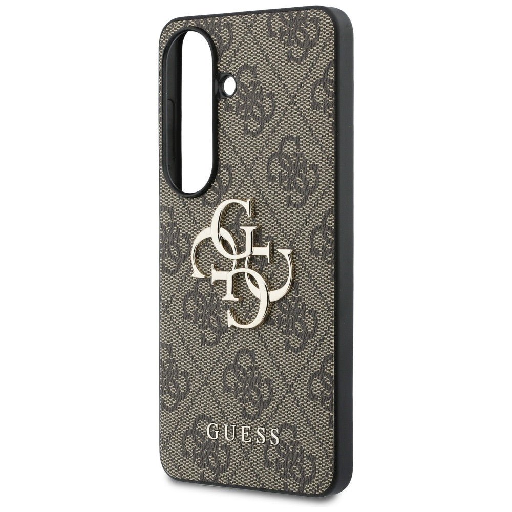 Guess Samsung Galaxy S26 - Σκληρή Θήκη με Πλαίσιο Σιλικόνης και Επένδυση Συνθετικού Δέρματος - 4G Big Metal Logo - Brown