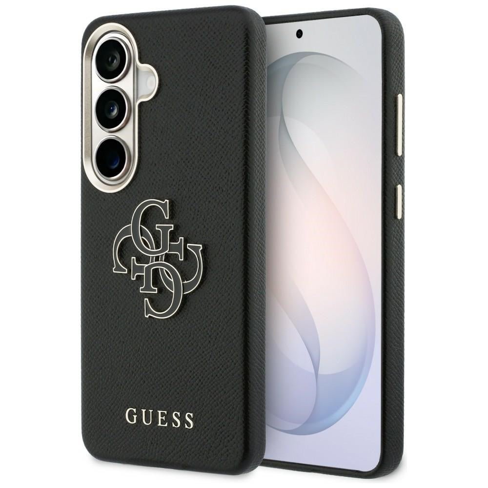 Guess Samsung Galaxy S26 Plus - Σκληρή Θήκη με Επένδυση από Οικολογικό Δέρμα - Grained Big 4G Metal Logo - Black